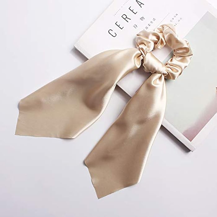 Karoque 1Pcs Hair Scrunchies Satin Silk Hair Scarf Band Ponytail Holder Elastics Scrunchy Ties Solid Soft Ropes for Women Girls Hair Acessories - Image 5